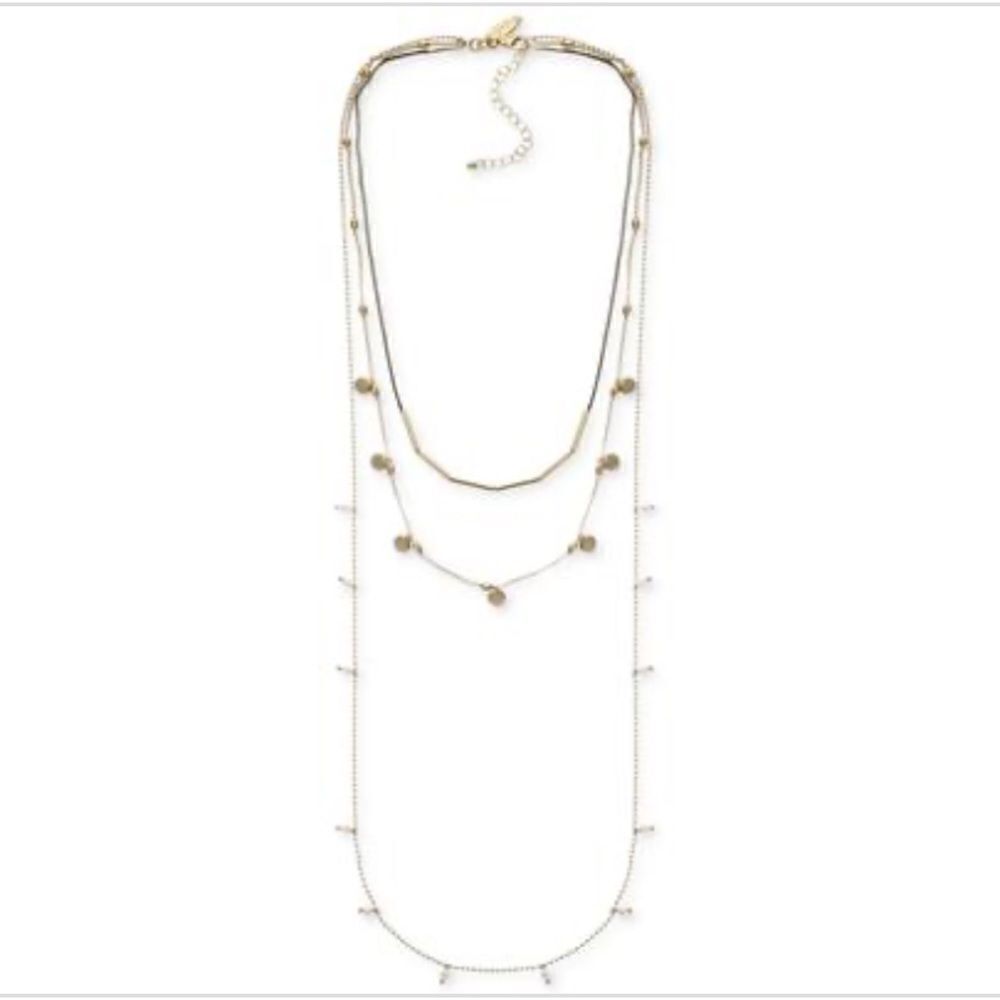 Style & Co Gold-Tone Disc & Imitation Pearl Charm Layered Strand Necklace